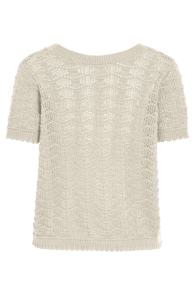VICOBY V-NECK S/S KNIT TOP 14107039 BIRCH